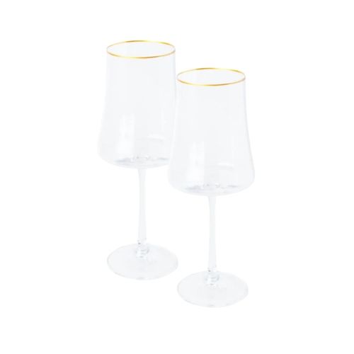 Kit Taça para Vinho Tinto Cristal Curve Friso Dourado 2 unidades