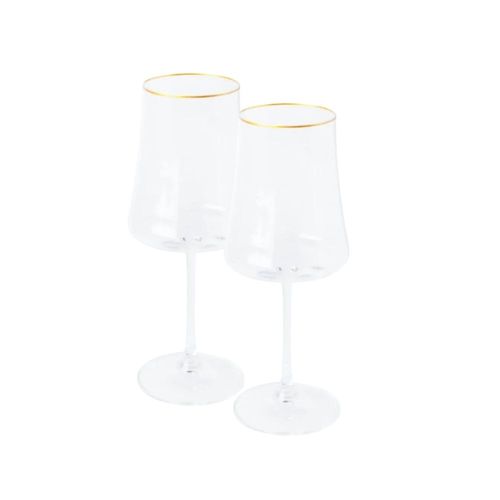 Kit Taça para Vinho Branco Cristal Curve Friso Dourado 2 unidades
