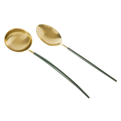 Set com 2 Peças para Servir Aço Inox Kyoto Verde/Dourado