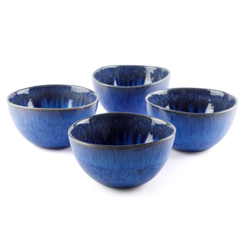 Kit Bowl Cerâmica Portuguesa Azul Navy Escape 4 Pcs