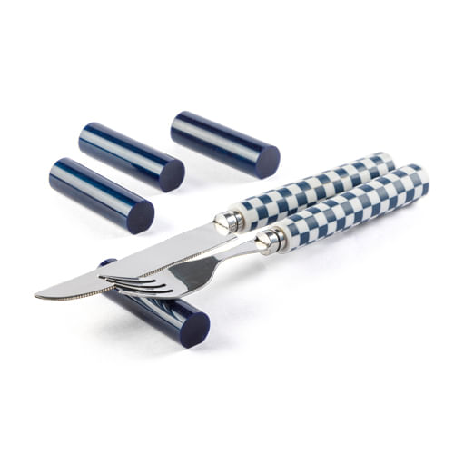 Kit Descanso de Talher Escape Azul Navy 4 Pcs